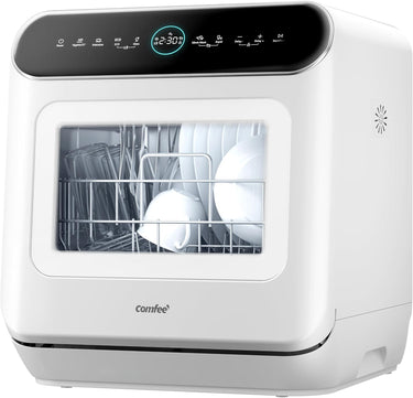 COMFEE' Mfd42S110W-It Lavastoviglie A Libera Installazione Con 3 Coperti, 7 Programmi, Tocca Controllo, Display A Led, Avvio Ritardato E Funzione Di Lavaggio Fuori Stagione, Bianco